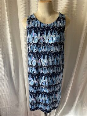 Lilly Pulitzer Kristen Low Tide Navy Sails & Stripes  Dress girls size 12-14